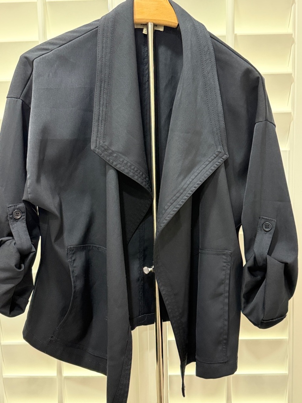 Max Studio Black Draped Open-Front Blazer Jacket